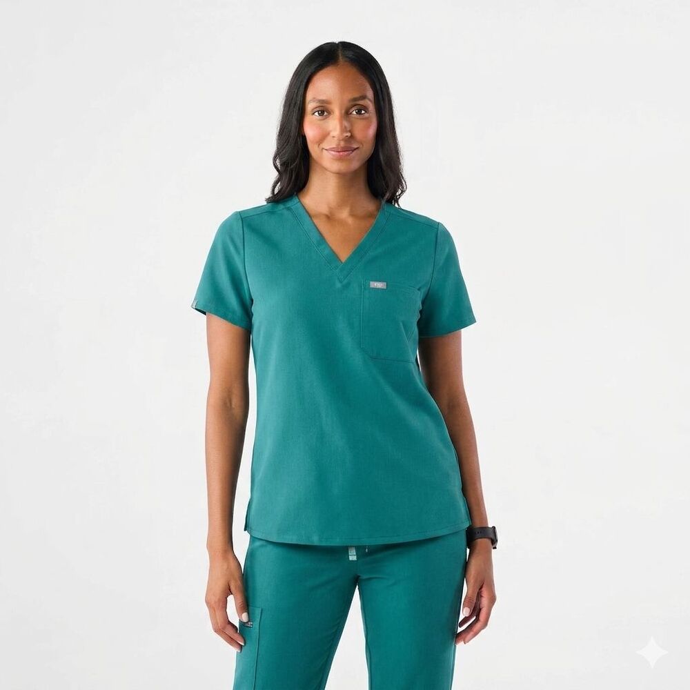 FIGS Catarina One Pocket Scrub Top Womens Medium Cactus MRI Marine Technical